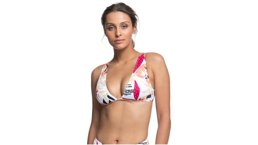 Roxy POP Surf Elongated Triangle Bikini Top - Womens, Bright White Niranta, Large, ERJX304119-XWKM-L