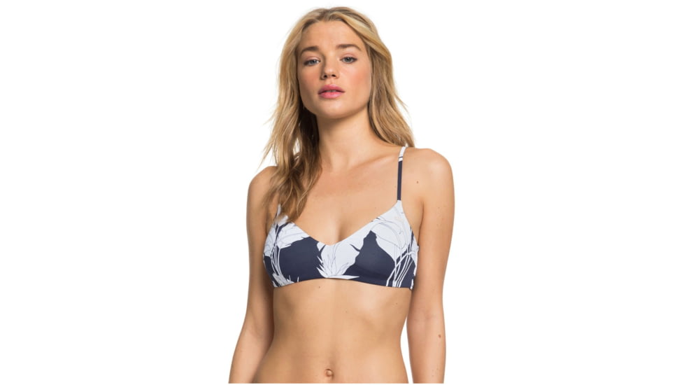 Roxy Printed Beach Classics Athletic Triangle Bikini Top - Womens, Mood Indigo Flying F, Small, ERJX304071-BSP6-S