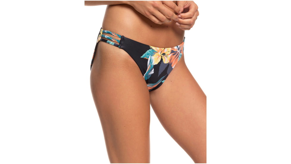 Roxy Printed Beach Classics Full Bikini Bottoms - Womens, Anthracite Tropicoco, Large, ERJX403872-KVJ6-L