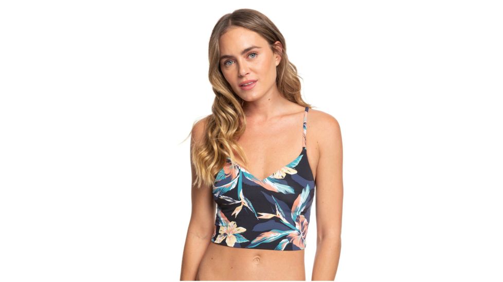 Roxy Printed Beach Classics Tankini Bralette Bikini Top - Womens, Anthracite Tropicoco, Small, ERJX304074-KVJ6-S