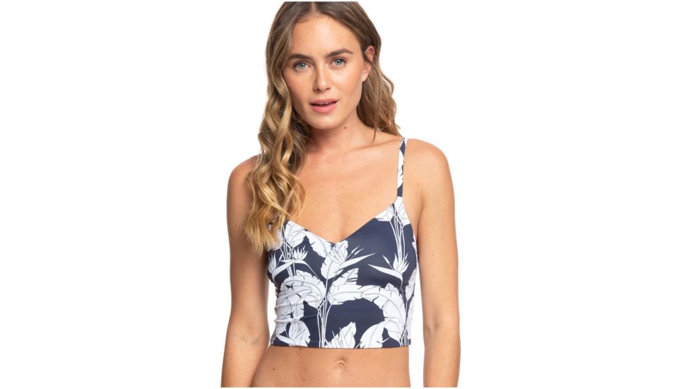 Roxy Printed Beach Classics Tankini Bralette Bikini Top - Women's, Mood Indigo Flying F, Small, ERJX304074-BSP6-S