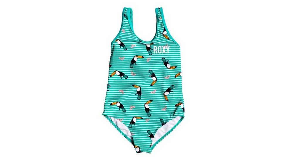 Roxy Birds One Piece Swimwear - Girl's, Bright White S Birds, 5, ERLX103044-WBB7-5