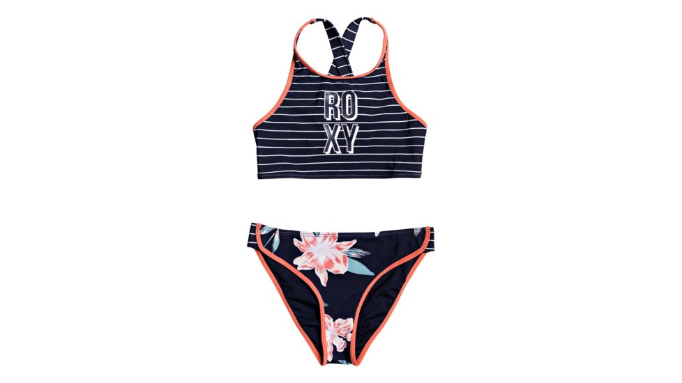 Roxy Shore Crop Set Swimwear - Girl's, Mood Indigo F Tandem, 12, ERGX203241-BSP8-12
