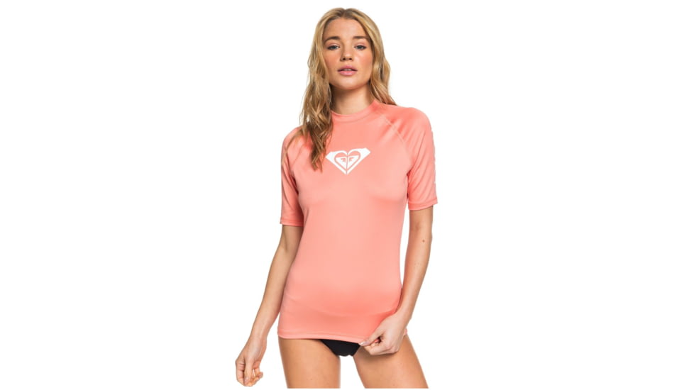 Roxy Wholehearted Short Sleeve Rashguard - Womens, Terra Cotta, Small, ERJWR03409-MJN0-S