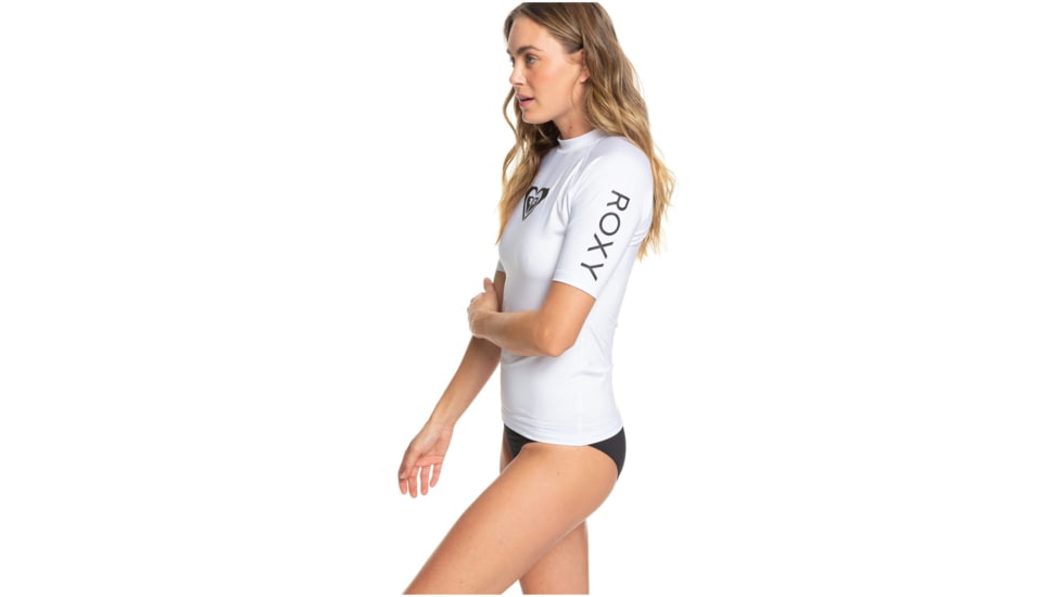 Roxy Wholehearted Short Sleeve Rashguard - Womens, White, Small, ERJWR03409-WBB1-S