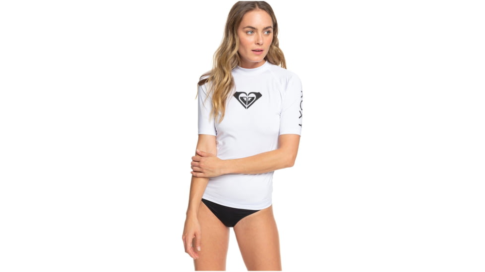 Roxy Wholehearted Short Sleeve Rashguard - Women's, White, Small, ERJWR03409-WBB1-S
