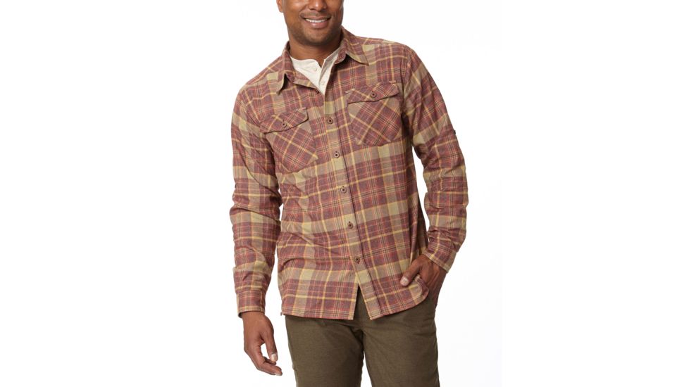 Royal Robbins Boulder Plaid Long Sleeve Shirt - Mens -Merlot-Large