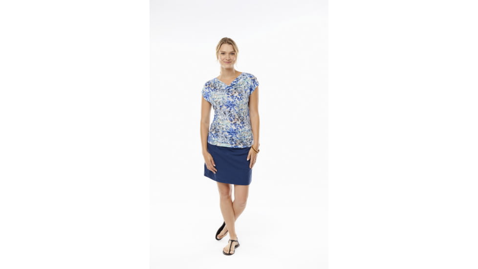 Royal Robbins Burnout Womens Short Sleeve Top, Deep Blue Pr, M, 61722-DP BLUE PT-M
