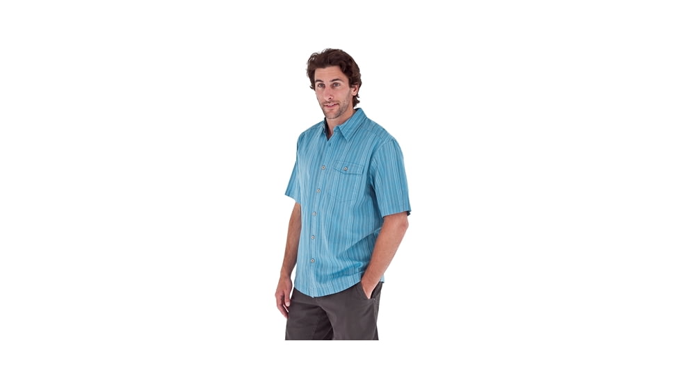 Royal Robbins Cool Mesh Stripe Short Sleeve - Men's-Stone Blue-Small