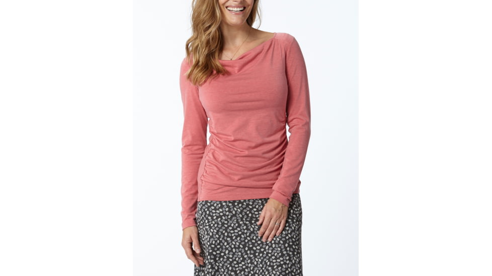 Royal Robbins Essential Tencel Cowl Neck Long Sleeve Shirt - Womens -Dixie Rose-Large