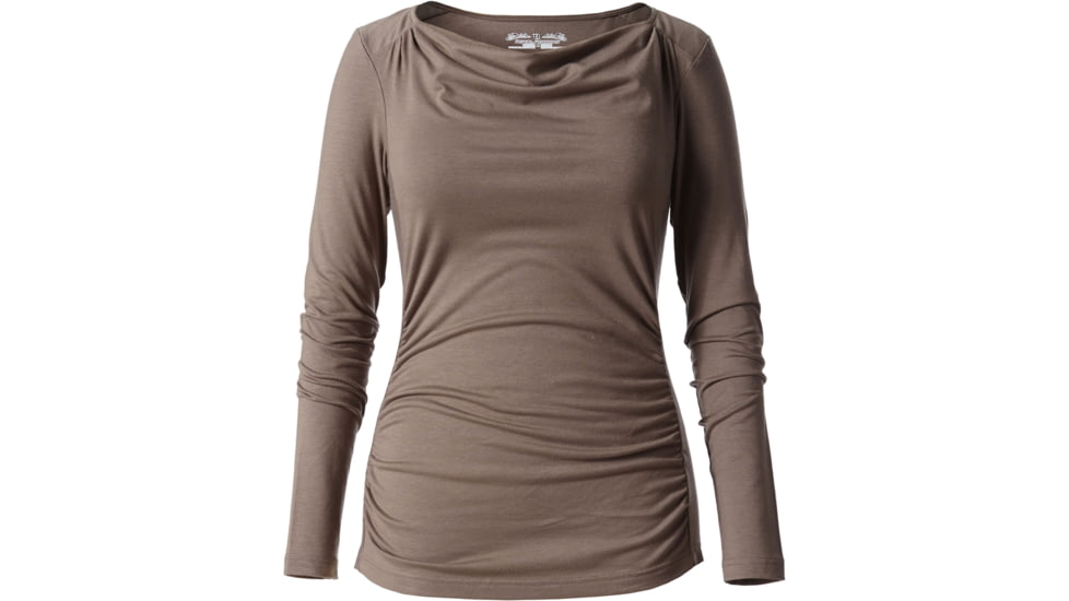 Royal Robbins Essential Tencel Cowl Neck Long Sleeve Shirt - Womens -Taupe-Large