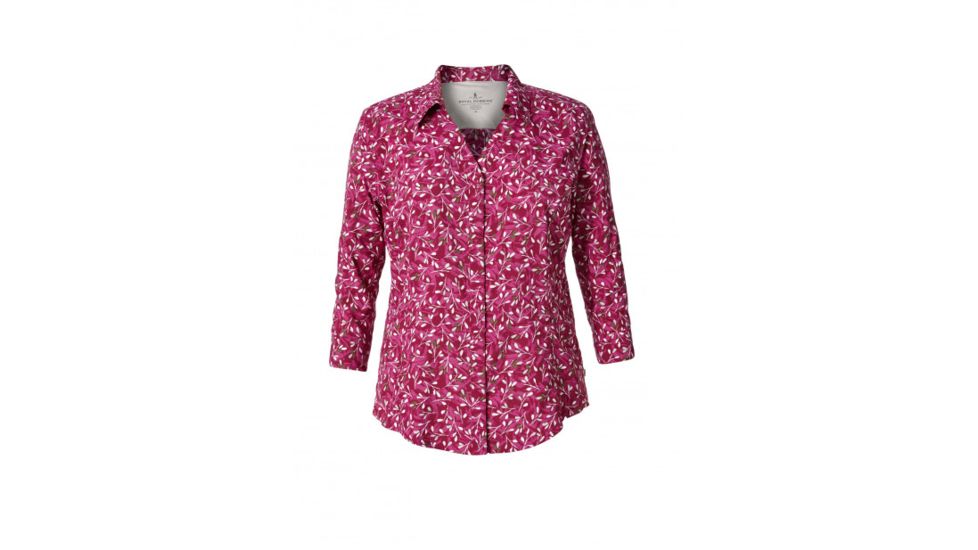 Royal Robbins Expedition Chill Print Womens 3/4 Sleeve Shirt, Raspberry Pt, XS, 32127-RASPBERRY PT-XS