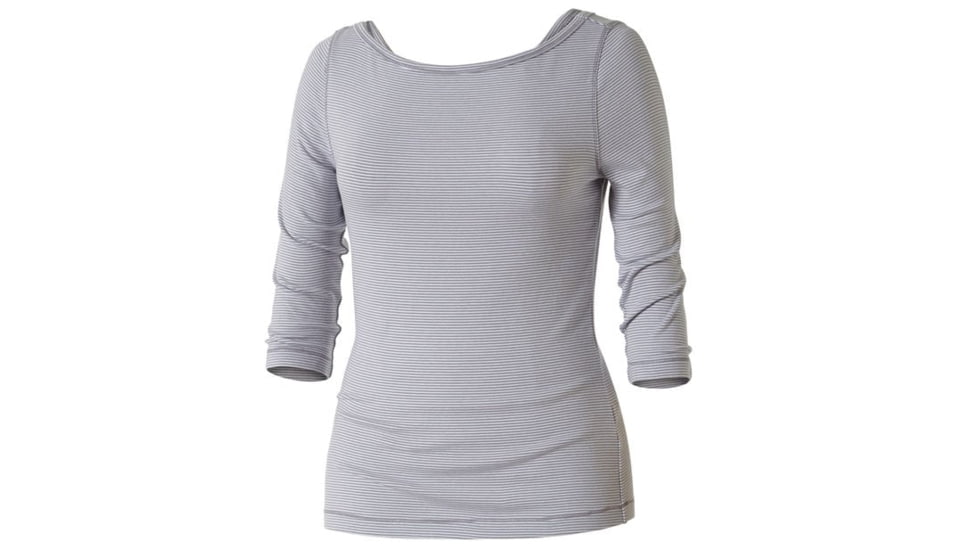 Royal Robbins Kickback to Front Stripe 3/4 Sleeve Top - Women's -Moon-Medium