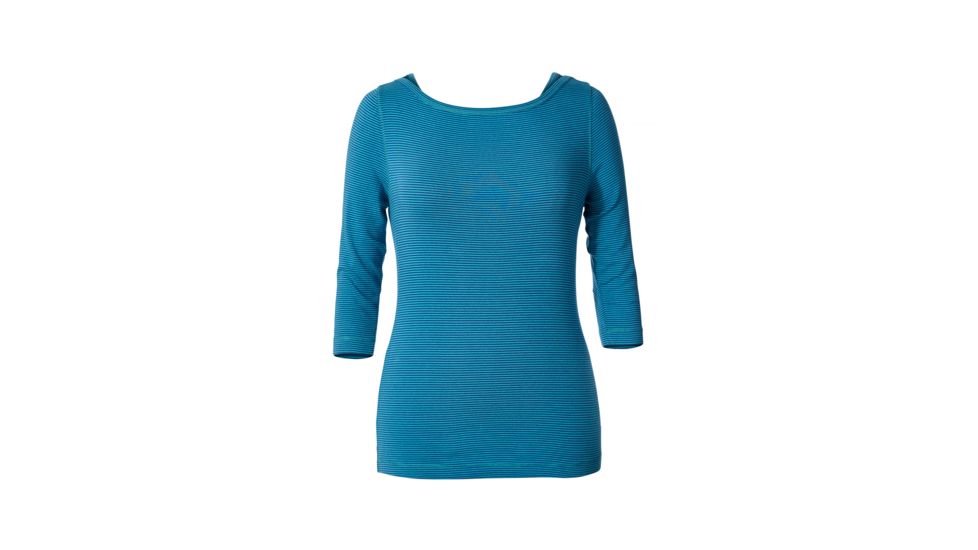 Royal Robbins Kickback To Front Stripe Women's 3/4 Sleeve, Ver Green Str, S 62702-VER GREEN STR-S