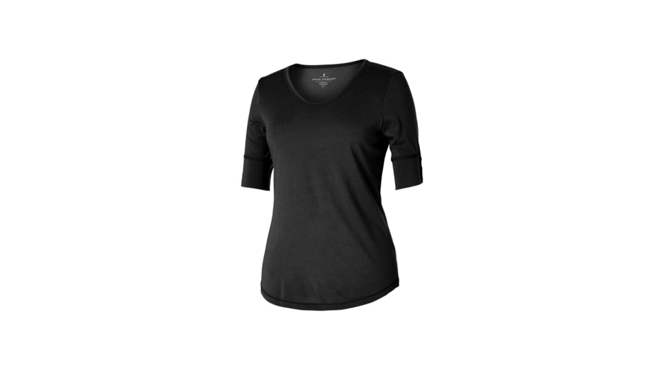 Royal Robbins Merinolux Women's V-Neck Short Sleeve Tee Shirt, Jet Black, XL 31439-JET BLACK-XL