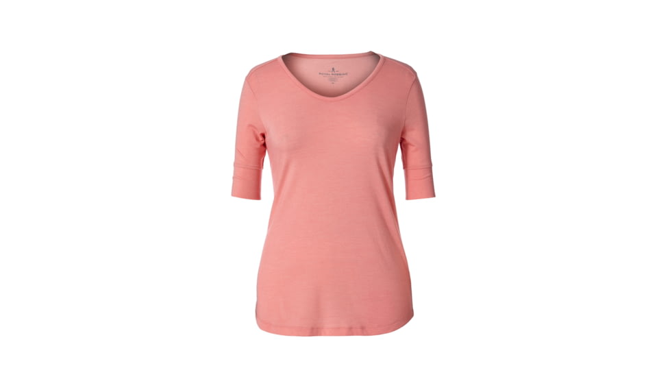 Royal Robbins Merinolux Women's V-Neck Short Sleeve Tee Shirt, Strawberry Ice, L 31439-STRAWBERRY ICE-L