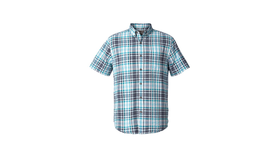 Royal Robbins Mid-Coat Seersucker Plaid Men's Short Sleeve Shirt, Collins Blue Plaid, M 71920-COLLINS BLUE-M
