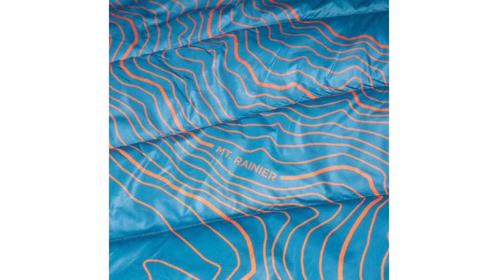 Rumpl Original Puffy Blanket - Printed, Mt Rainier - Teal Warm Fade, 1 Person, TPPB-MR1-1