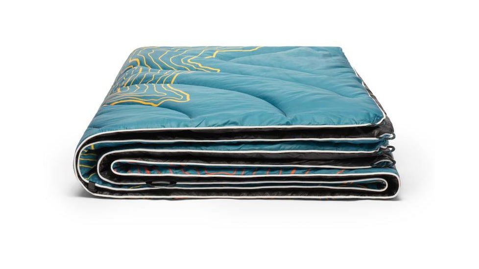 Rumpl Original Puffy Blanket - Printed, Mt Rainier - Teal Warm Fade, 1 Person, TPPB-MR1-1