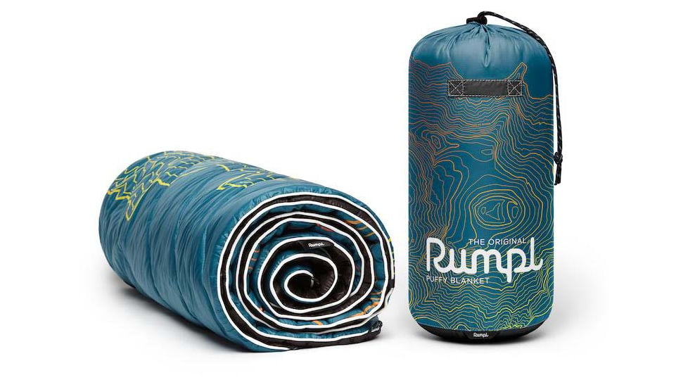 Rumpl Original Puffy Blanket - Printed, Mt Rainier - Teal Warm Fade, 1 Person, TPPB-MR1-1