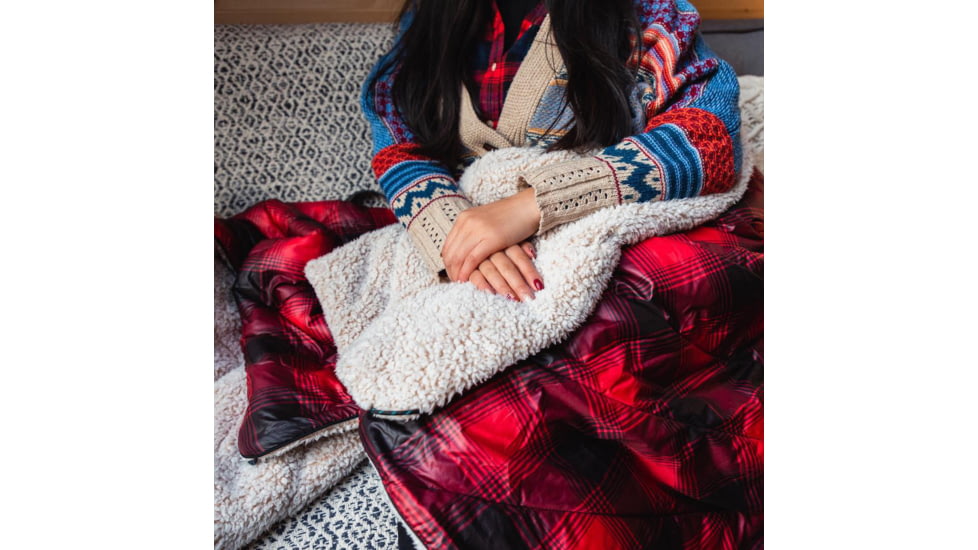 Rumpl Printed Sherpa Puffy Blanket, Ombre Plaid, 1-Person, TPSB-OPL-1