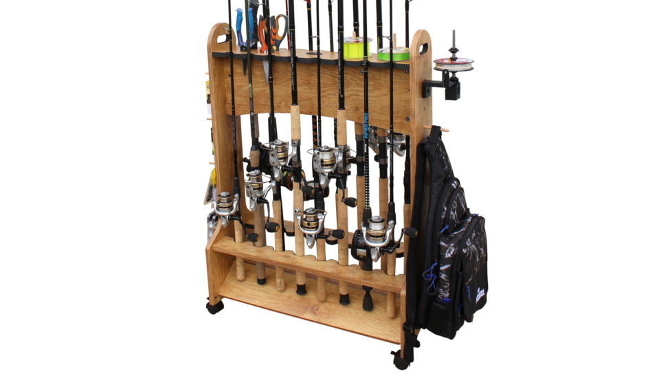 Rush Creek Creations 16-Rods Double Sides Rolling Rack with Line Spooler, American Cherry, 38-5000