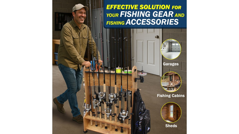 Rush Creek Creations 16-Rods Double Sides Rolling Rack with Line Spooler, American Cherry, 38-5000