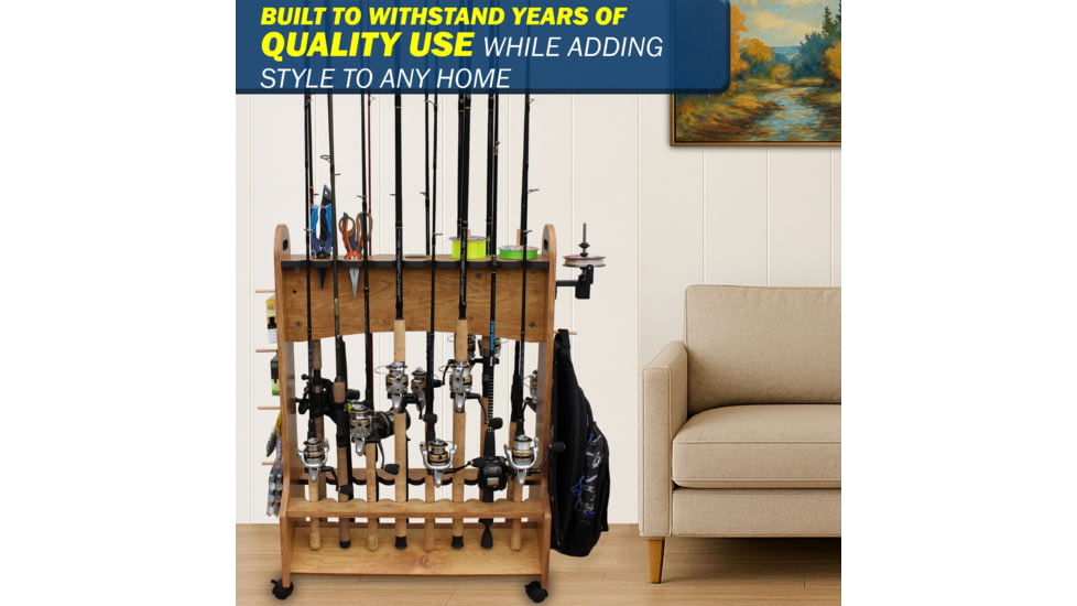 Rush Creek Creations 16-Rods Double Sides Rolling Rack with Line Spooler, American Cherry, 38-5000