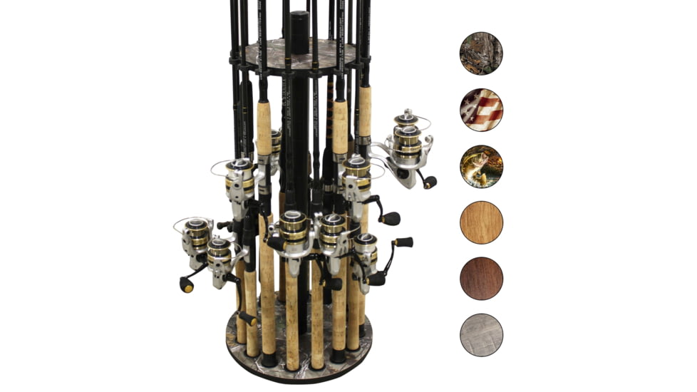 Rush Creek Creations 16 Round Rod Storage Rack with 38mm Steel Post, Camouflage Realtree / Black, 39-7009