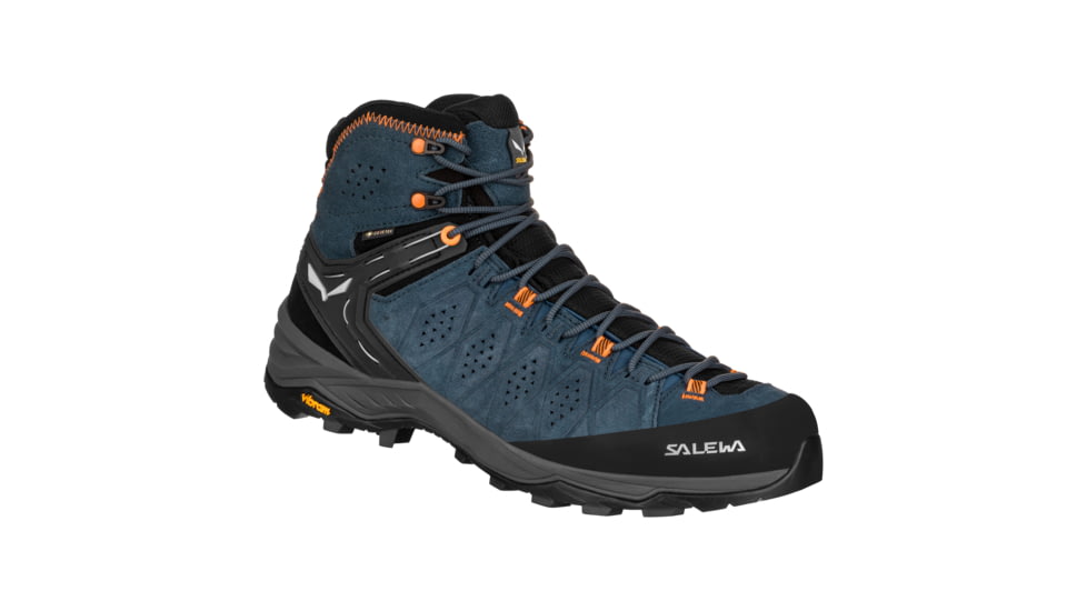 Salewa Alp Trainer 2 Mid GTX Hiking Boots - Men's, Dark Denim/Fluo Orange, 8.5, 00-0000061382-8675-8.5