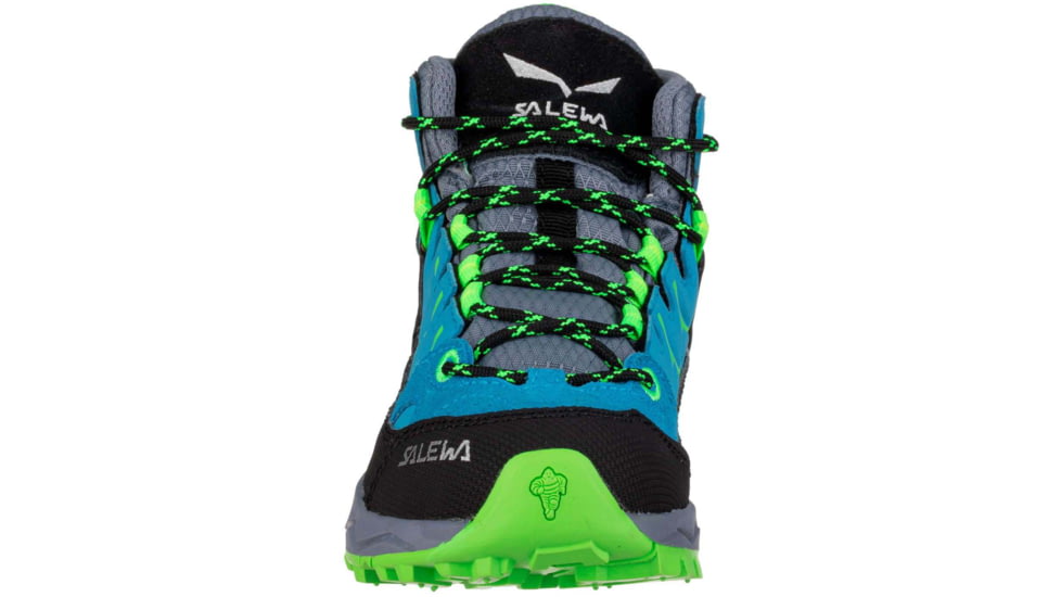Salewa Alp Trainer Mid GTX Hiking Boots - Kids, Blue Danube/Fluo Green, 3.5, 00-0000064010-8375-3.5