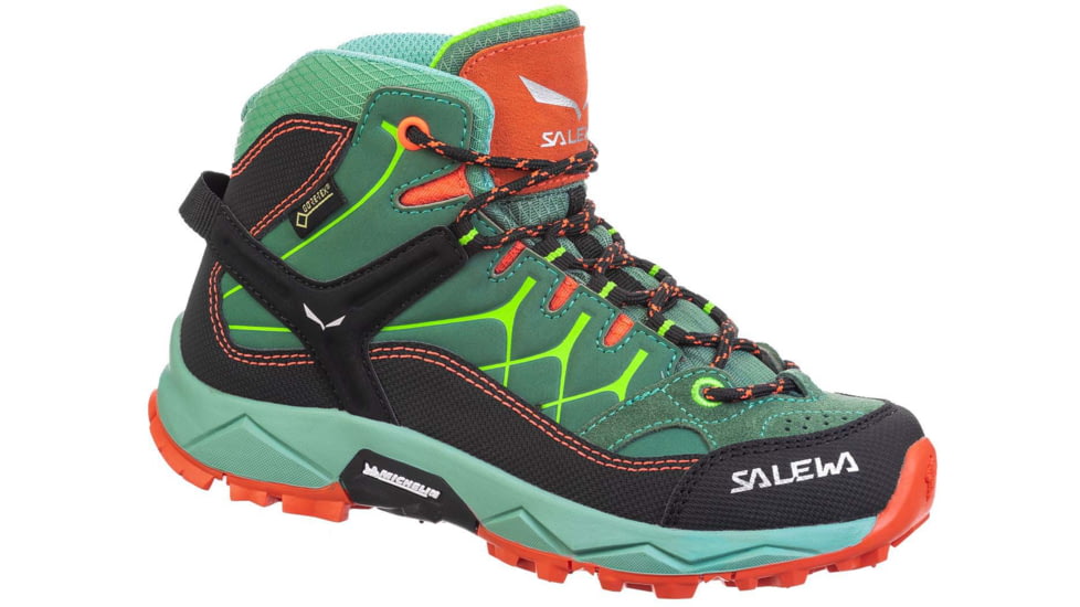 Salewa Alp Trainer Mid GTX Hiking Boots - Kids, Myrtle/Tender Shot, 2, 00-0000064010-5960-2
