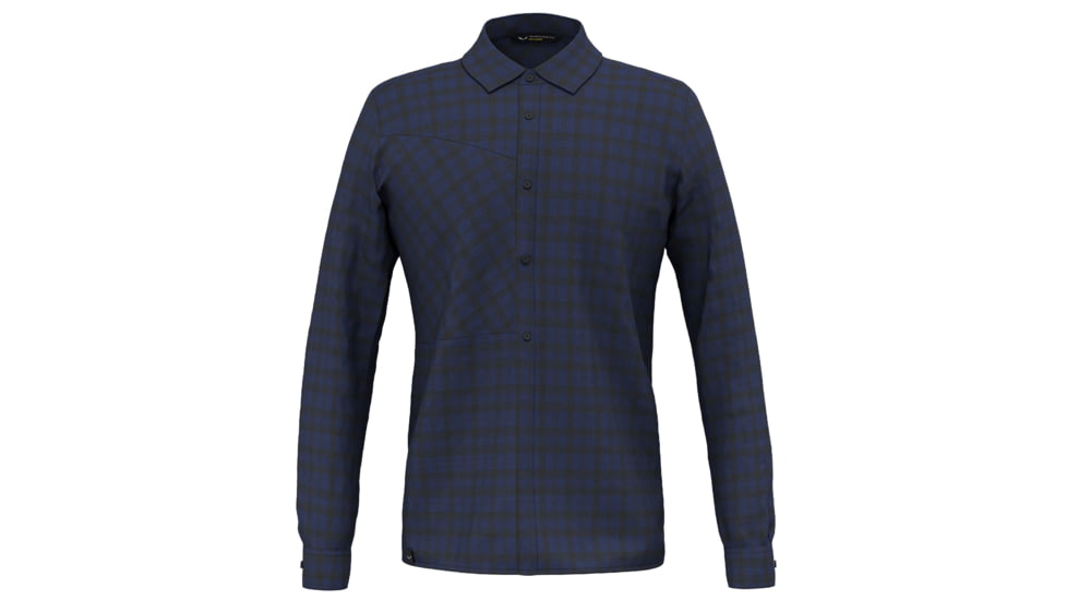 Salewa Fanes Flannel 5Pl Long Sleeve Shirt - Mens, Navy/Black Out, Large, 28446-3967-L