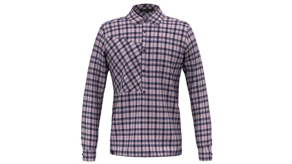 Salewa Fanes Flannel 5Pl Long Sleeve Shirt - Mens, Zephyr/Navy Blazer, Small, 28446-6596-S