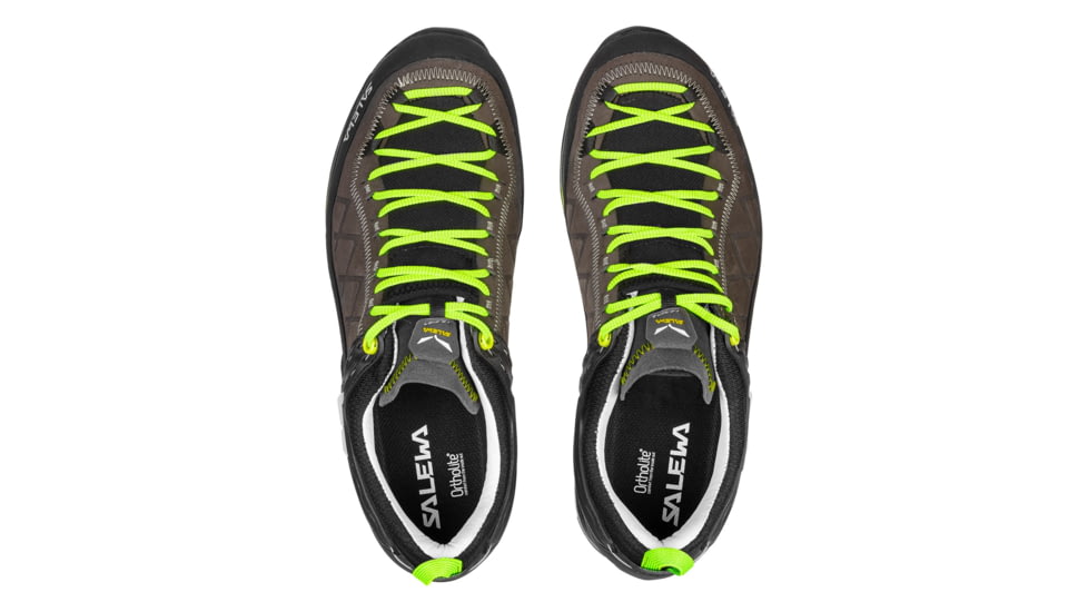 Salewa MTN Trainer 2 Leather Hiking Shoes - Mens, Smoked/Fluo Green, 7, 00-0000061357-471-7