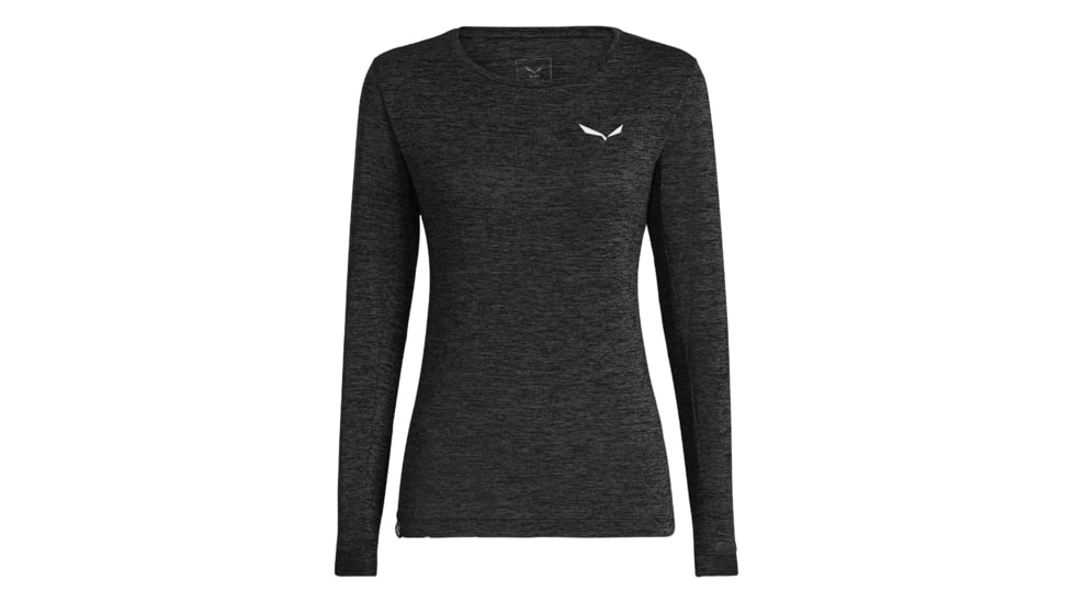 Salewa Puez Melange Dry Tee Long Sleeve - Womens, Black Out Melange, Medium, 27454-911-M