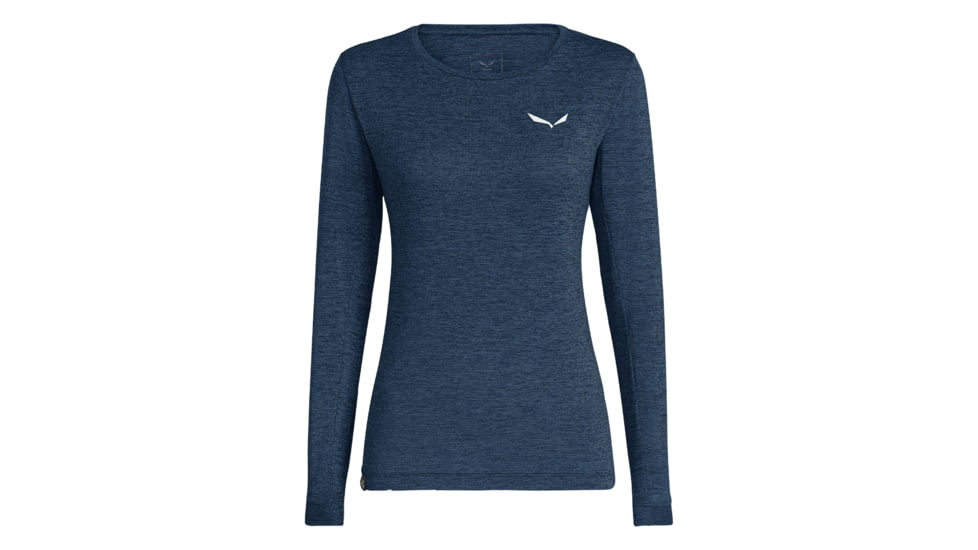 Salewa Puez Melange Dry Tee Long Sleeve - Womens, Navy Blazer Melange, Large, 27454-3966-L