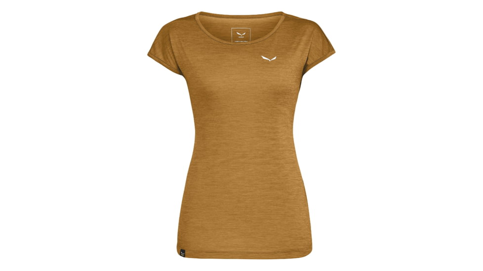 Salewa Puez Melange Dry Tee Short Sleeve - Womens, Golden Brown Melange, Extra Small, 26538-7026-XS
