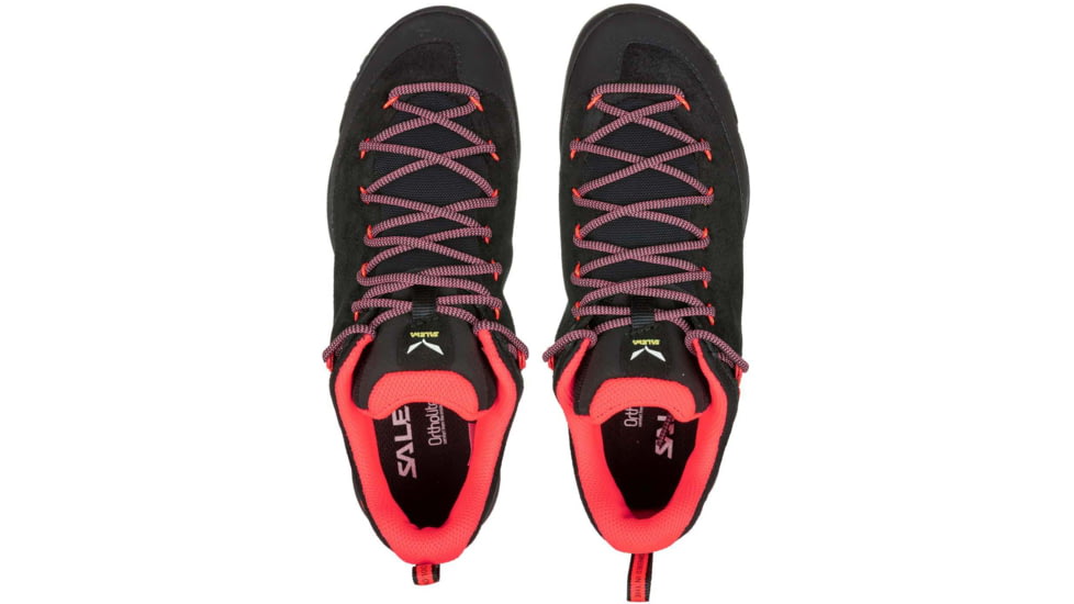 Salewa Wildfire Leather Approach Shoes - Womens, Black/Fluo Coral, 9, 00-0000061396-936-9
