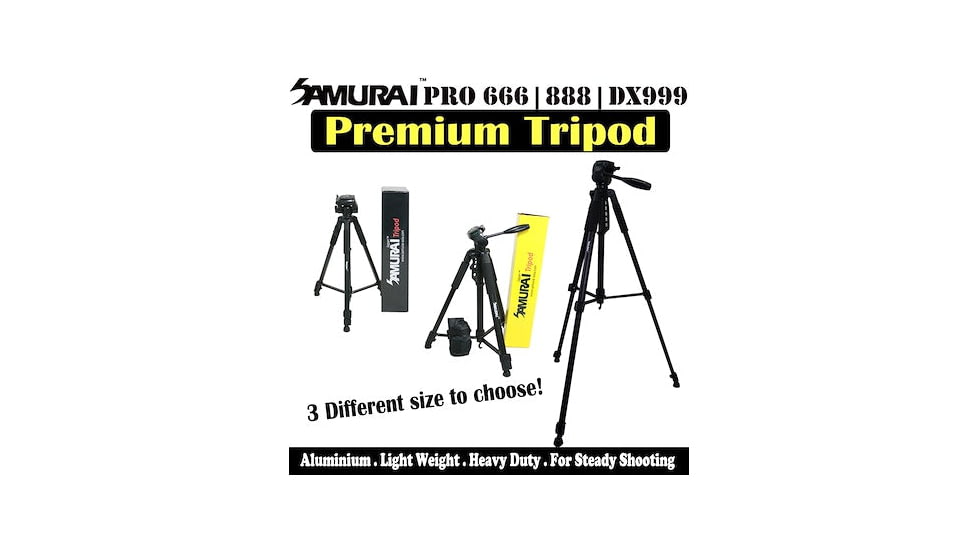 SAMURAI DX999 Black Aluminum Light Weight Tripod, Black, DX999