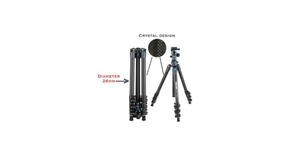SAMURAI Outdoor-X Carbon 4-Section Carbon Fiber Compact w/Ball Head Travel Tripod, Black, OUTDOORX