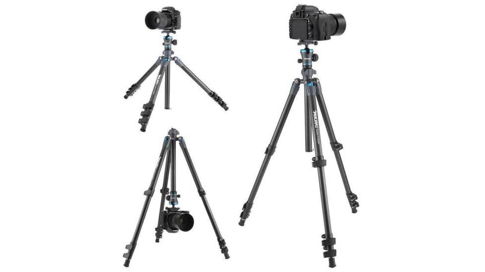 SAMURAI Outdoor-X Carbon 4-Section Carbon Fiber Compact w/Ball Head Travel Tripod, Black, OUTDOORX