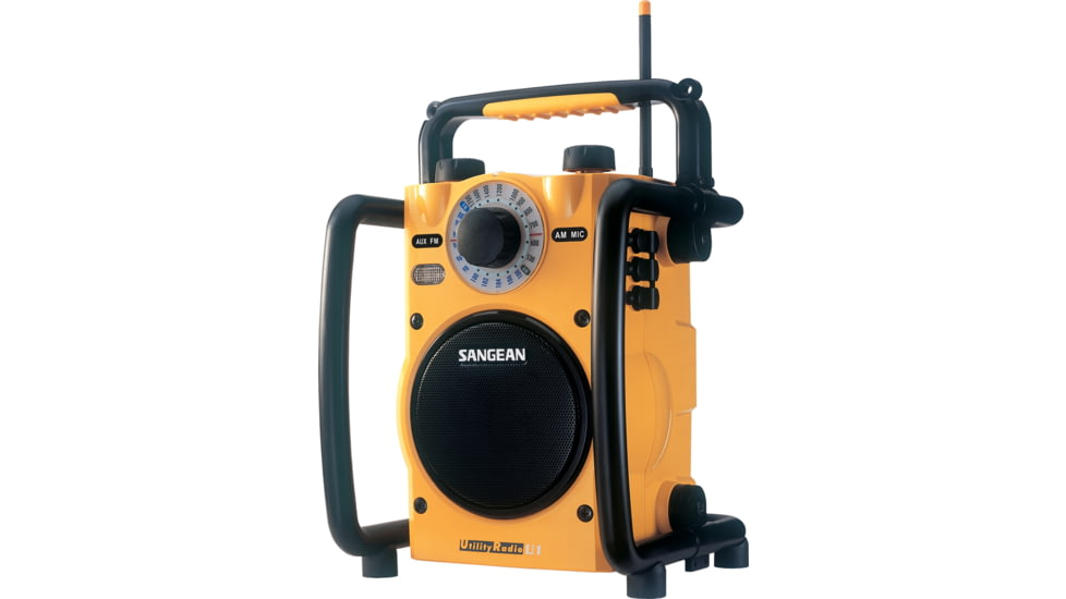 Sangean AM/FM, Analog Tuning, Ultra Rugged, Aux/Mic/9-15V DC in Jacks, Yellow U-1