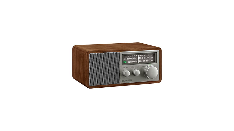 Sangean AM / FM Analog Wooden Cabinet Radio, Walnut-Silver, SG-116