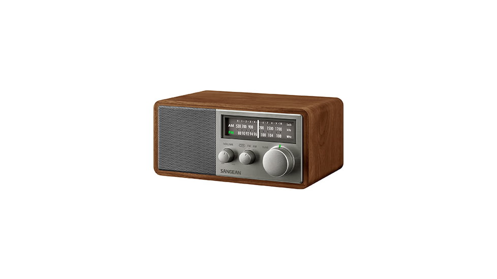 Sangean AM / FM Analog Wooden Cabinet Radio, Walnut-Silver, SG-116