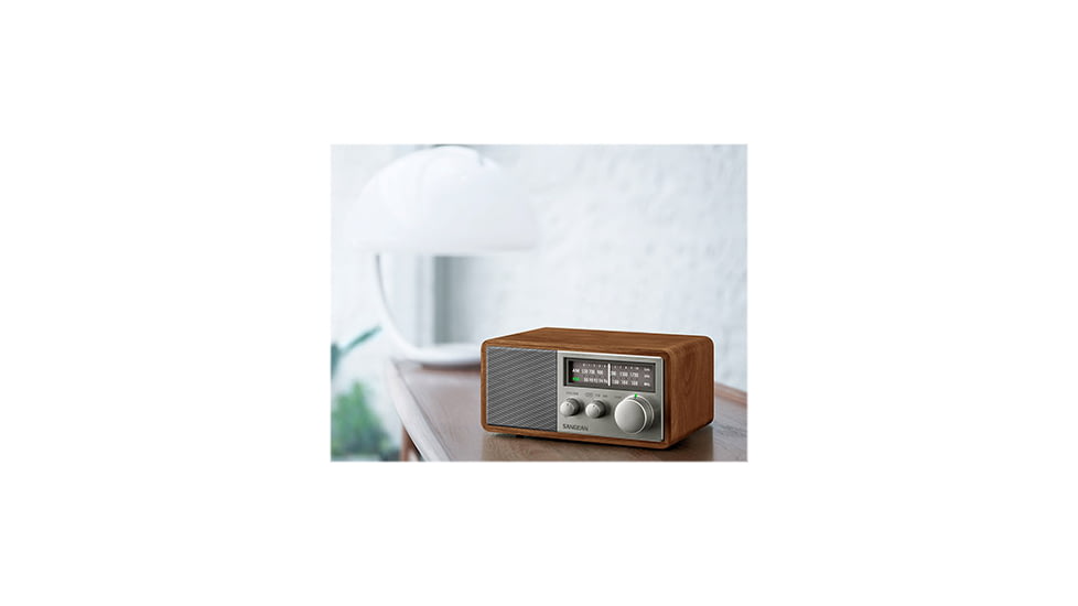 Sangean AM / FM Analog Wooden Cabinet Radio, Walnut-Silver, SG-116