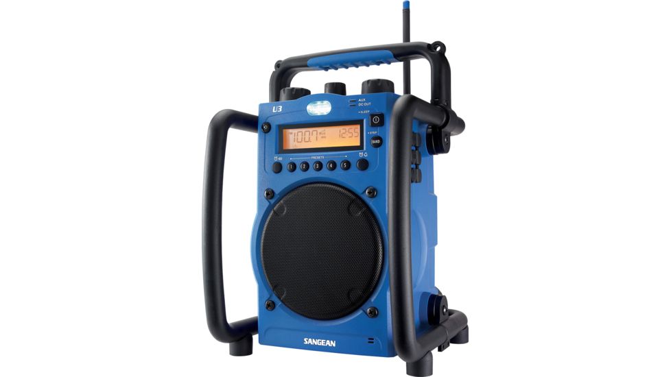 Sangean AM/FM, Digital Tuning, Ultra Rugged, Clock/Alarms, Acc. in Jacks, Blue U-3