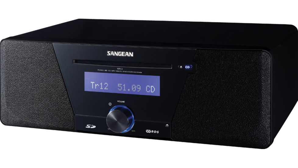 Sangean AM/FM RDS Digital Tuning, CD/SD/USB MP3, Multi Funtion Remote, Black WR-3