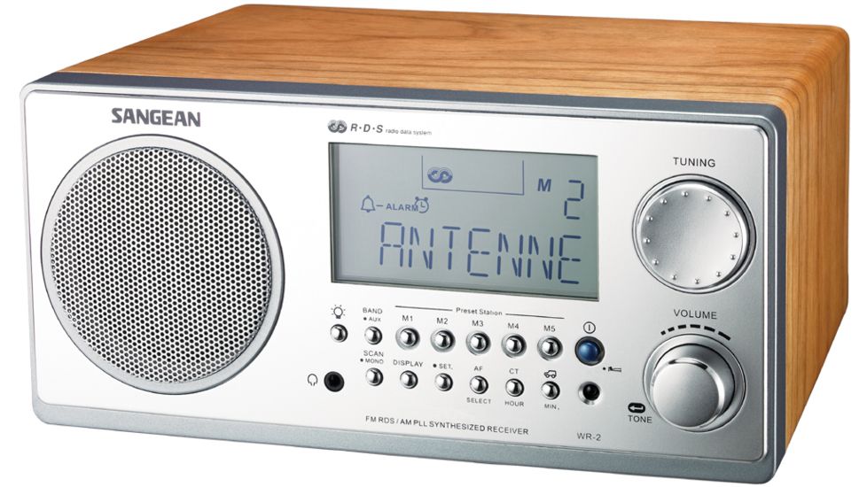 Sangean AM/FM RDS Digital Tuning, Clock/Alarm, Multi Function Remote, Walnut WR-2WL