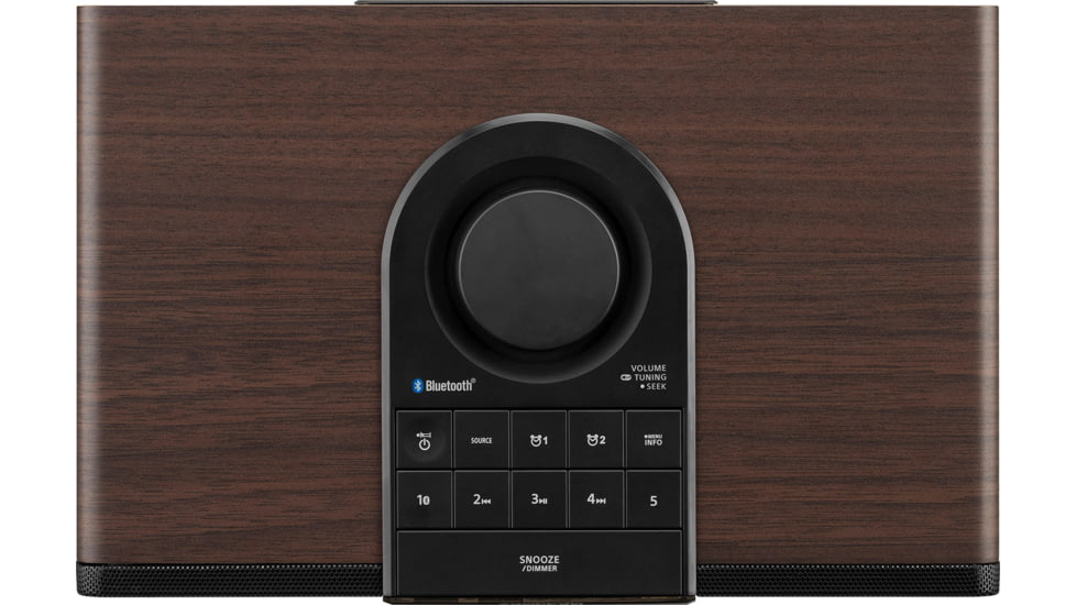 Sangean AM/FM-RDS RBDS/Bluetooth/AUX Digital Tuning Wooden Clock Radio, Dark Walnut, RCR-40